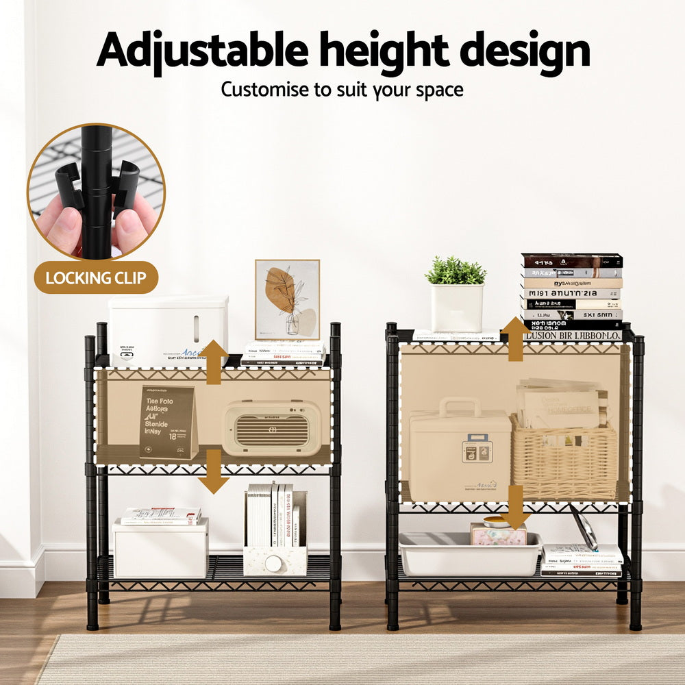 Artiss 3-Tier Shelving Unit Adjustable Garage Storage Shelves Kitchen Rack Steel - Free Delivery