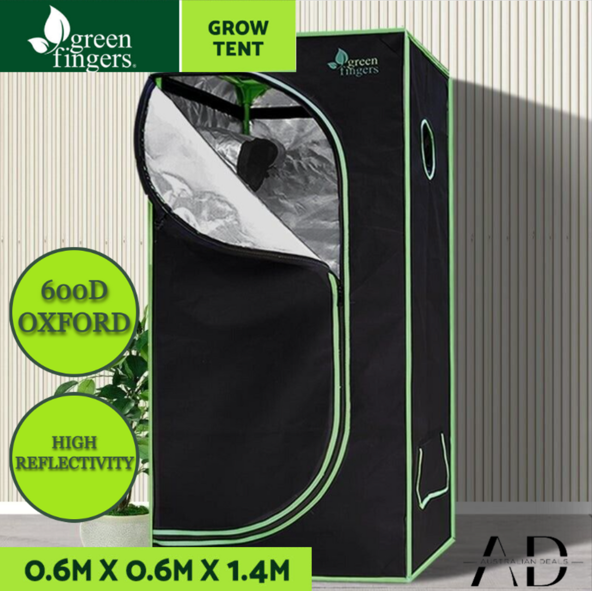 Green Fingers Grow Tent 60x60x140CM Hydroponics Kit Indoor Plant Room System