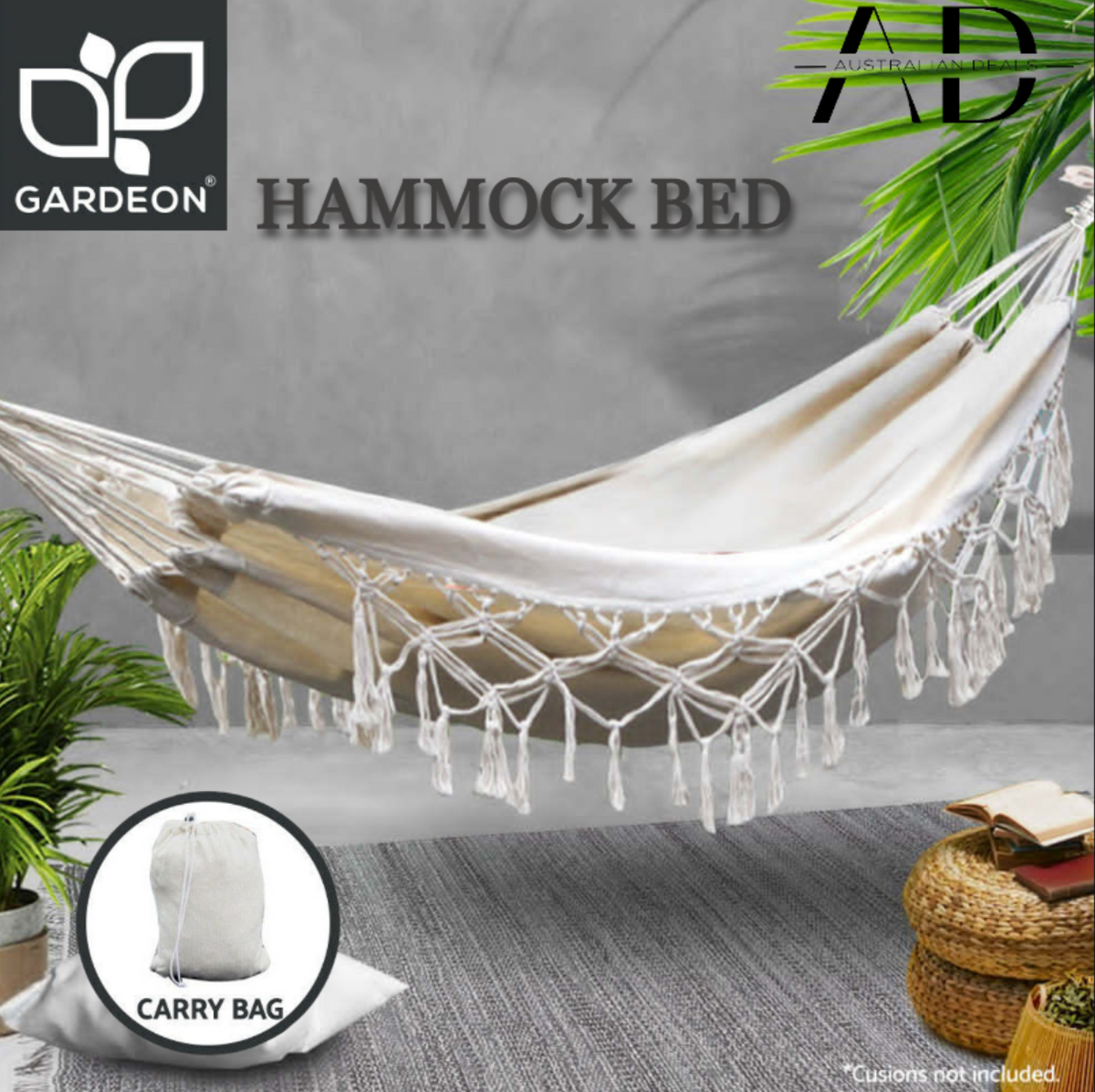 Gardeon Hammock Bed Rope Tassel Outdoor Hammocks Chair Camping