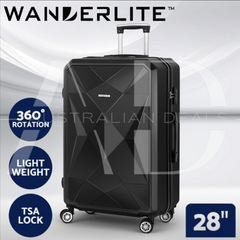 Wanderlite 28-inch Luggage Set with TSA Lock�ABS Hard Shell Travel Suitcase Organiser Luggage Case Black