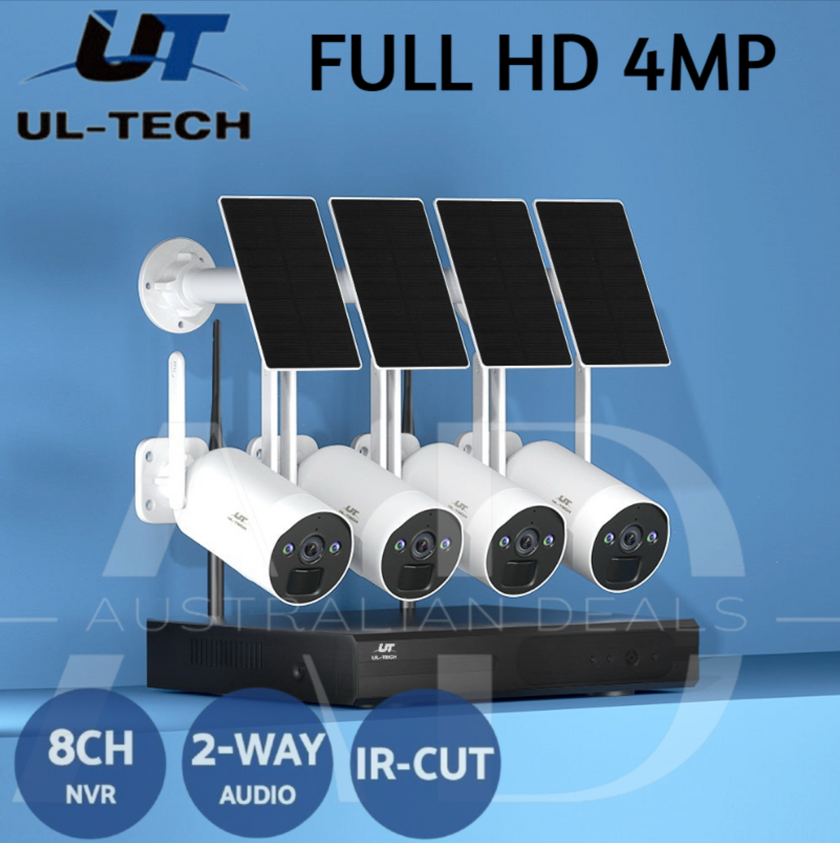 UL-tech Wireless Solar CCTV Security Cameras 4MP 8CH NVR