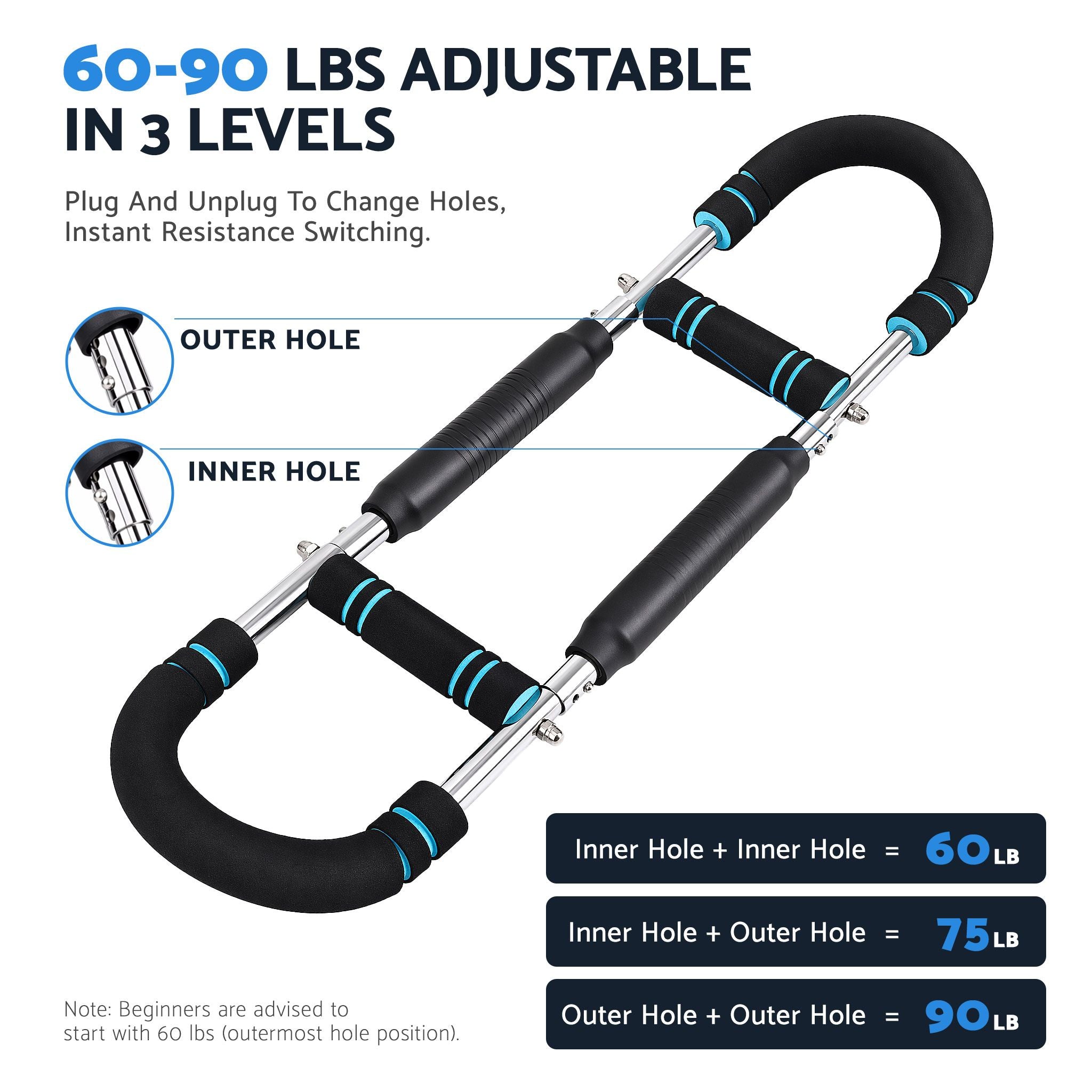 Everfit Twister Arm Exerciser 60-90lb Adjustable Chest Workout Equipment Home