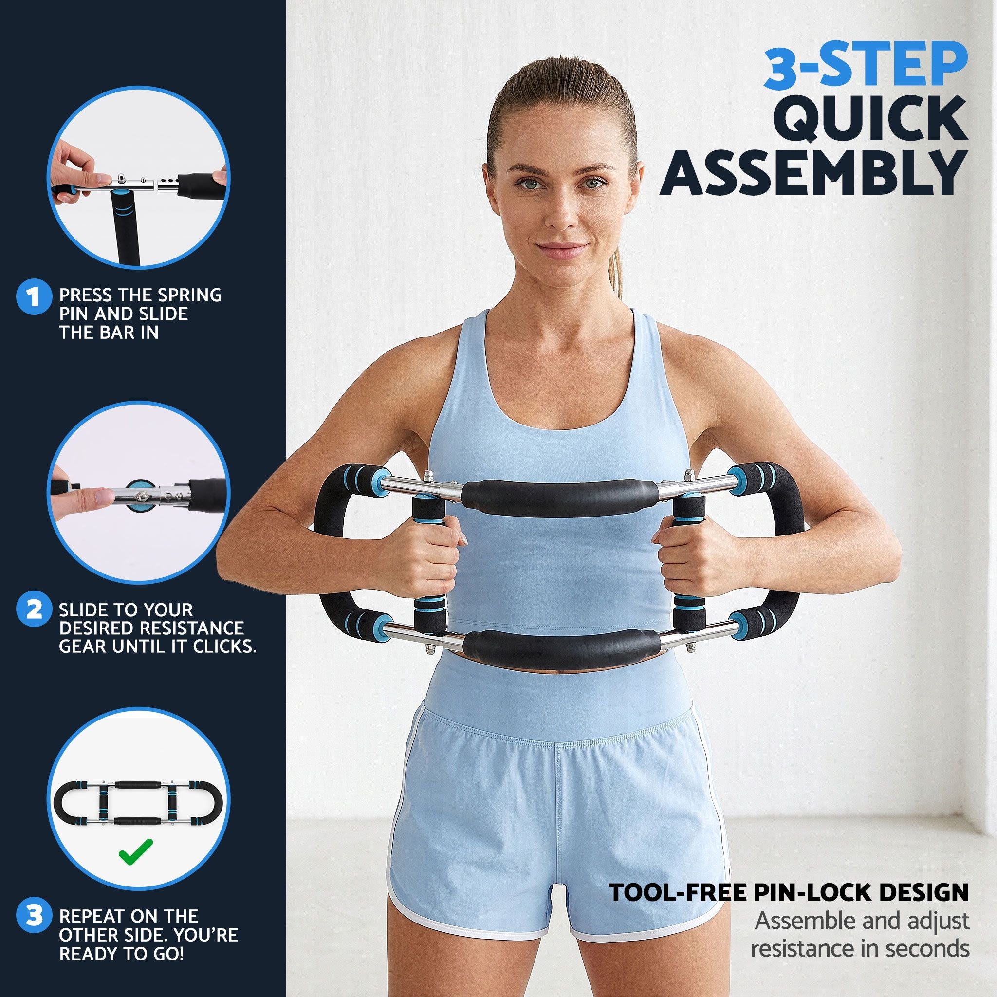 Everfit Twister Arm Exerciser 60-90lb Adjustable Chest Workout Equipment Home