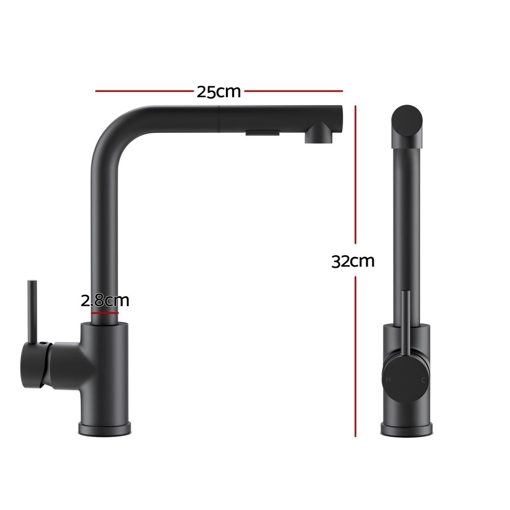 Cefito Kitchen Mixer Tap Pull Out Rectangle 2 Mode Sink Basin Faucet Swivel WELS