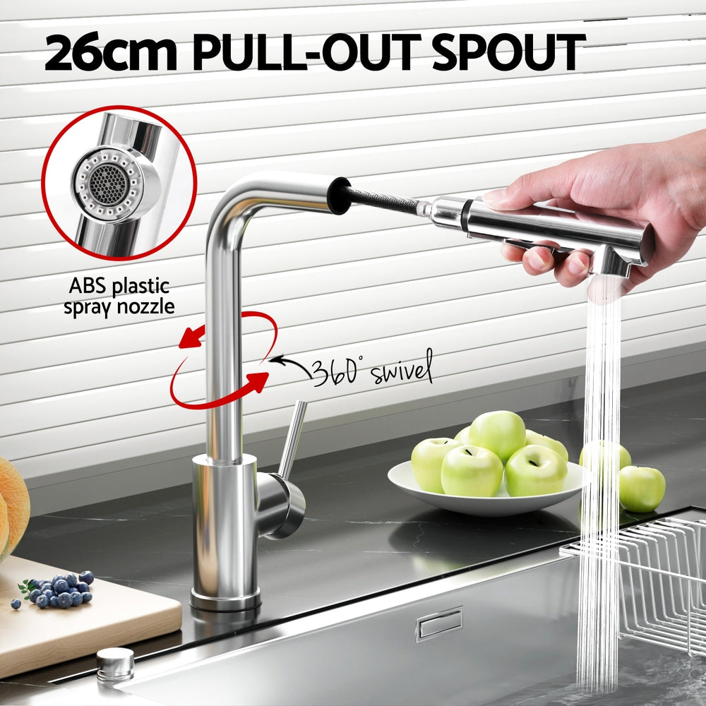 Cefito Kitchen Mixer Tap Pull Out Rectangle 2 Mode Sink Basin Faucet Swivel WELS