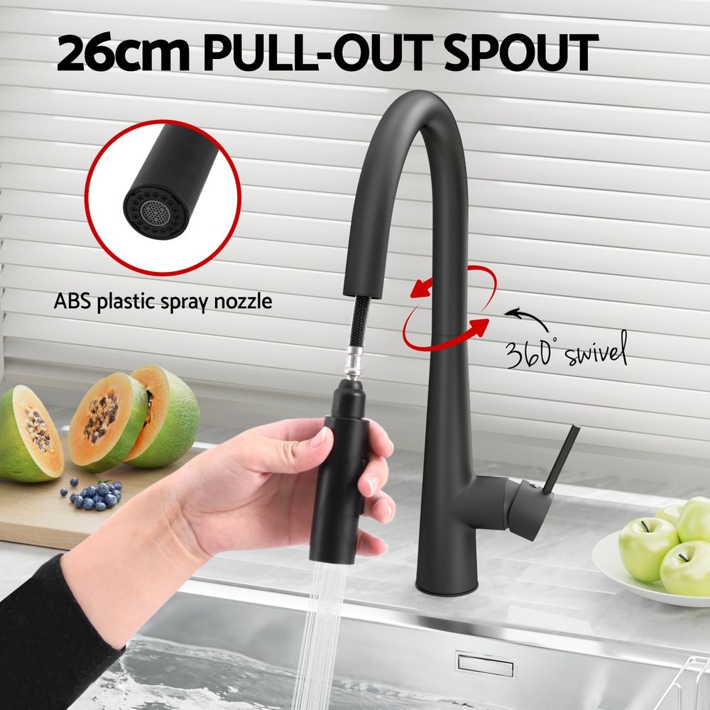 Cefito Kitchen Mixer Tap Pull Out Round 2 Mode Sink Basin Faucet Swivel WELS
