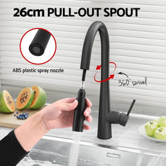 Cefito Kitchen Mixer Tap Pull Out Round 2 Mode Sink Basin Faucet Swivel WELS