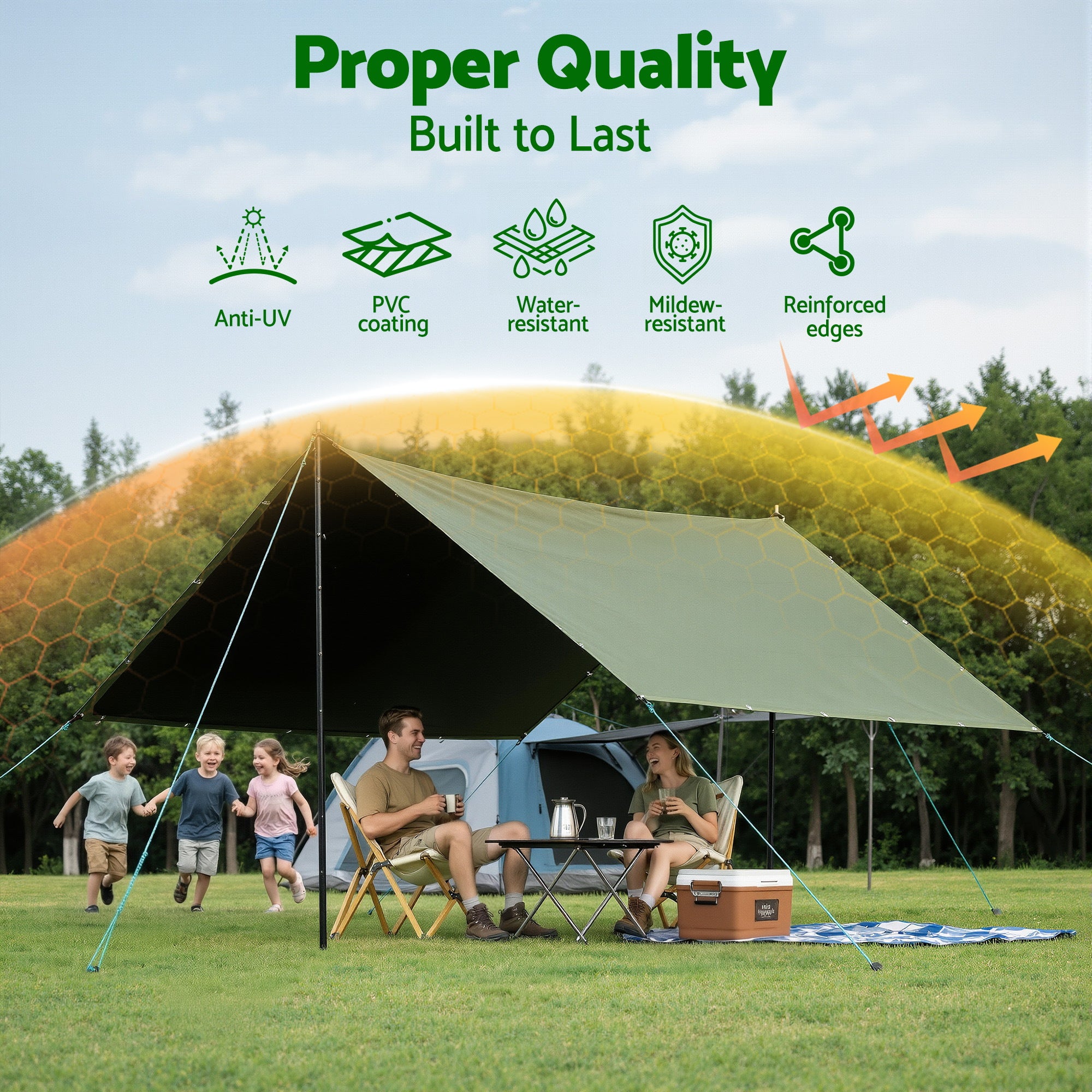 Instahut 2x3m Tarp Tarpaulin 600GSM Camping Canvas Outdoor Free Delivery