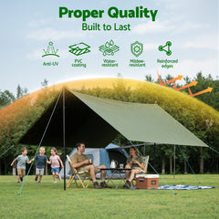 Instahut 2x3m Tarp Tarpaulin 600GSM Camping Canvas Outdoor Free Delivery
