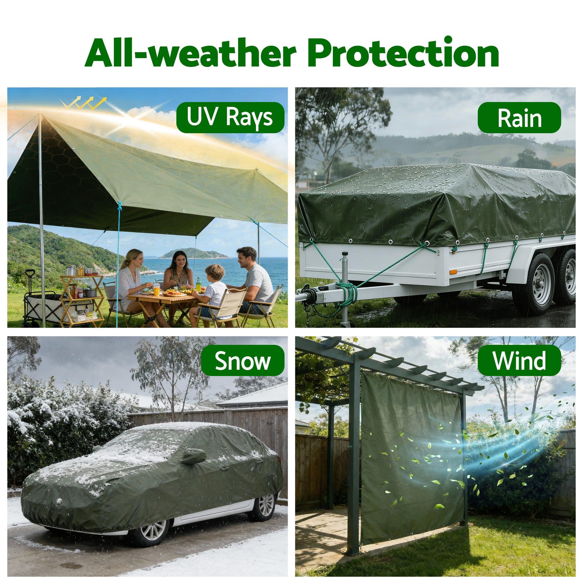 Instahut 2x3m Tarp Tarpaulin 600GSM Camping Canvas Outdoor Free Delivery