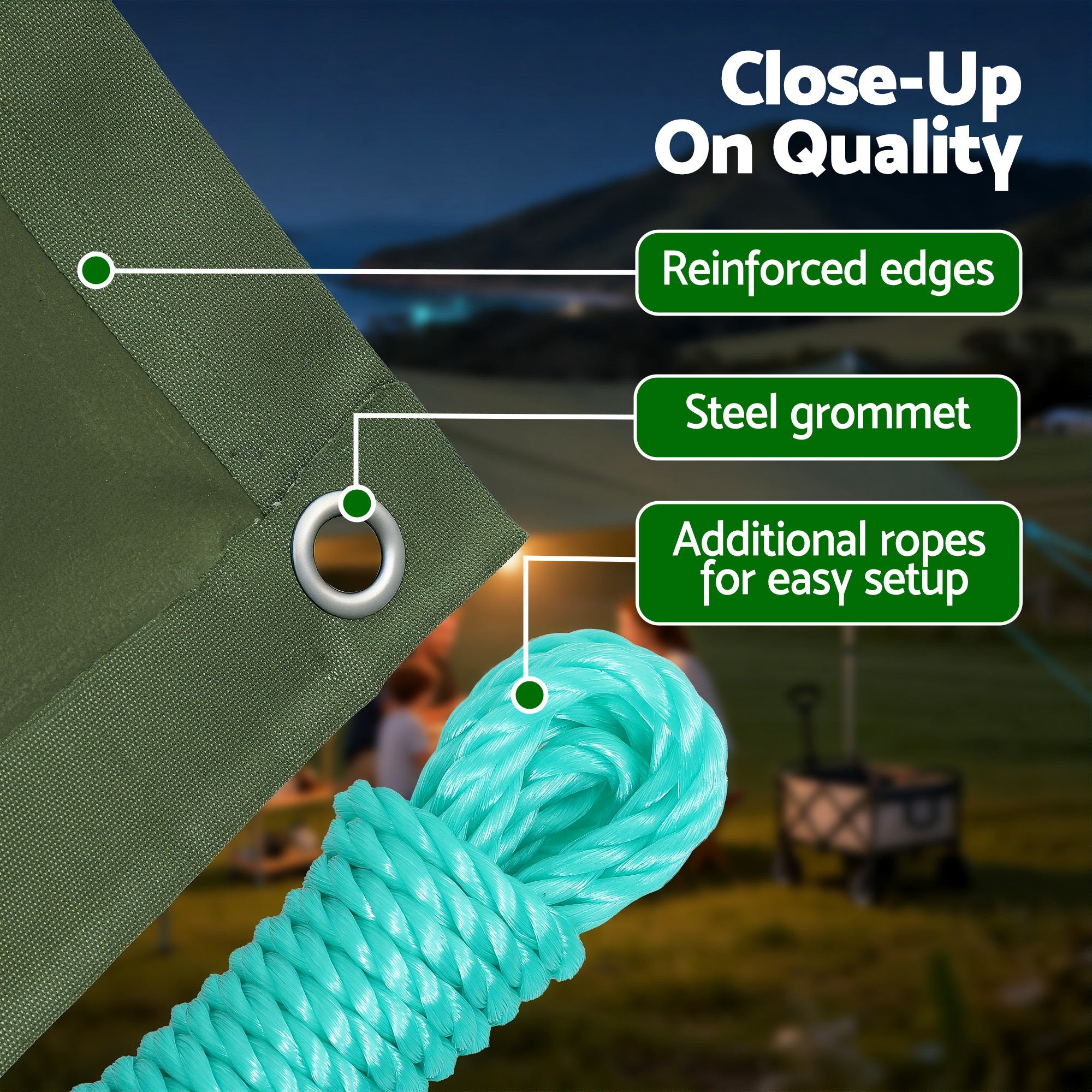 Instahut 2x3m Tarp Tarpaulin 600GSM Camping Canvas Outdoor Free Delivery
