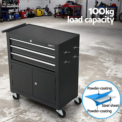 Giantz 3 Drawer Tool Box Chest Cabinet Toolbox Storage Garage Organiser Wheels