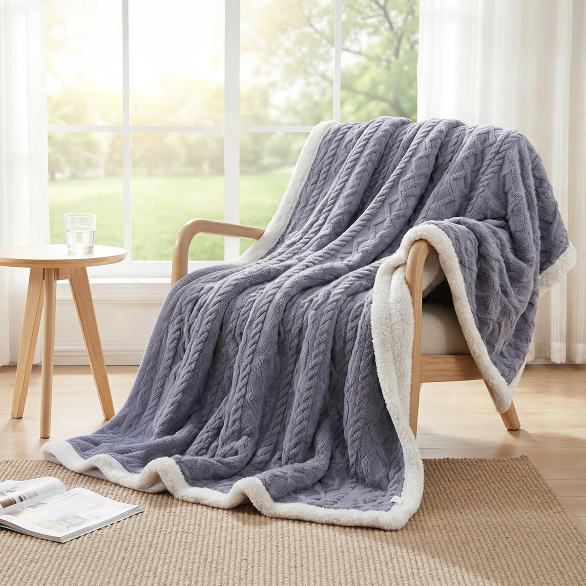 Giselle 203x230cm Throw Blanket Double-Sided Fleece Lightweight For Sofa Couch Bed - Free Delivery