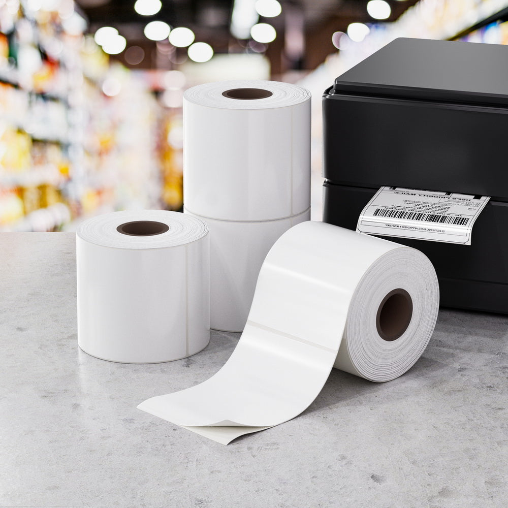 4 Rolls Direct Thermal Labels Paper Printer Paper Barcode Shipping Stickers