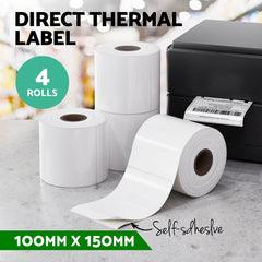 4 Rolls Direct Thermal Labels Paper Printer Paper Barcode Shipping Stickers