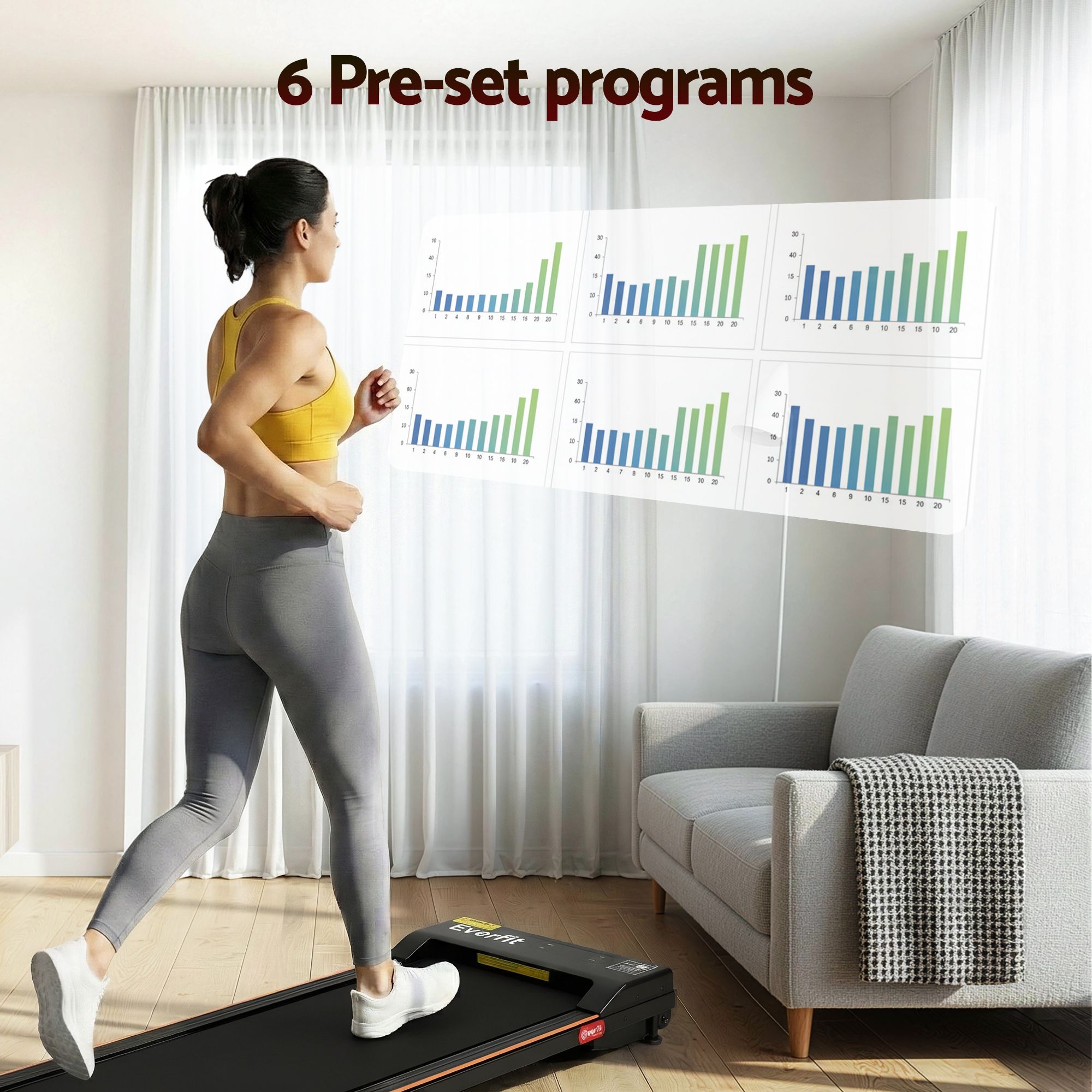 Everfit 3 in 1 Walking Pad Treadmill 12% Incline Under Desk Treadmills for Home