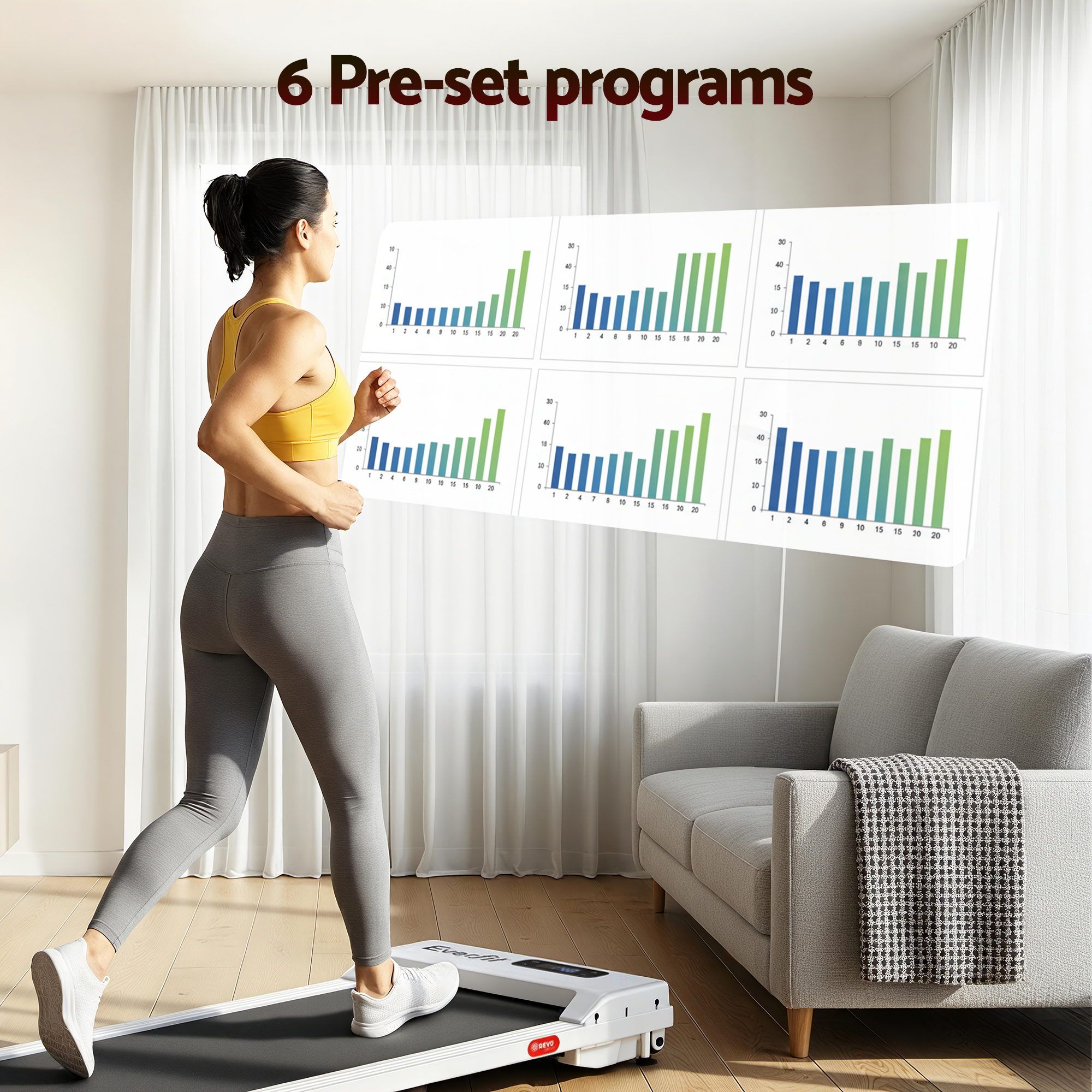 Everfit 3 in 1 Walking Pad Treadmill 12% Incline Under Desk Treadmills for Home Gym With 38cm Wide Belt White