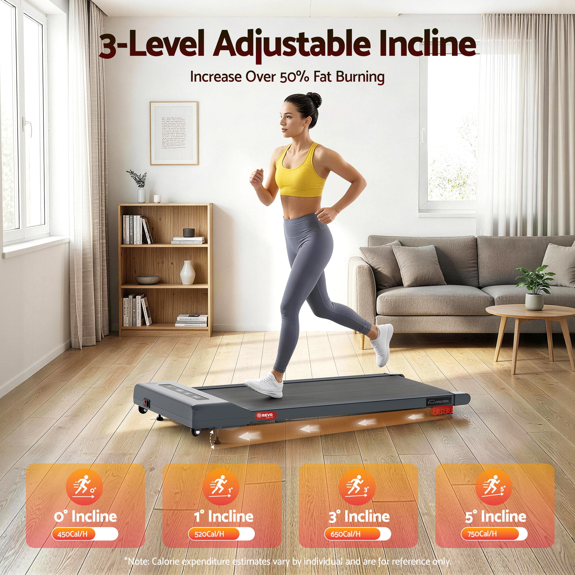 Everfit 3 in 1 Treadmill Electric Walking Pad Incline Under Desk Home Gym 380mm