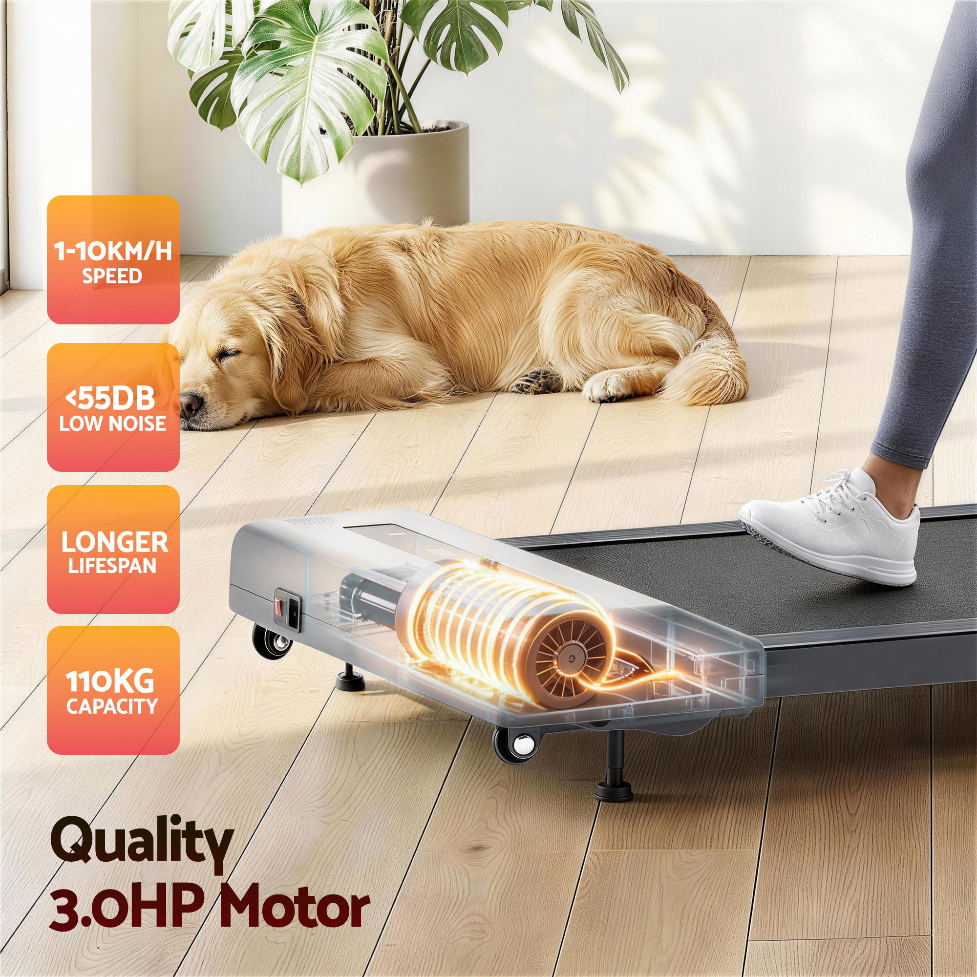 Everfit 3 in 1 Treadmill Electric Walking Pad Incline Under Desk Home Gym 380mm
