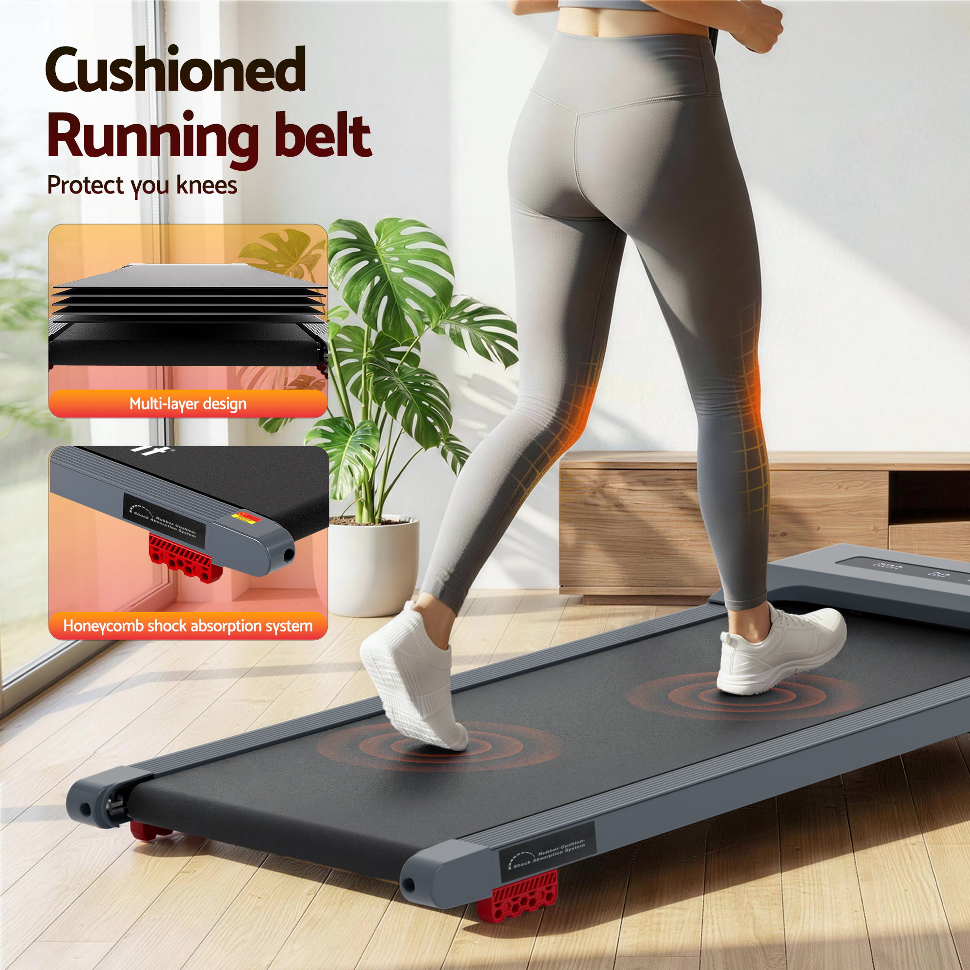 Everfit 3 in 1 Treadmill Electric Walking Pad Incline Under Desk Home Gym 380mm