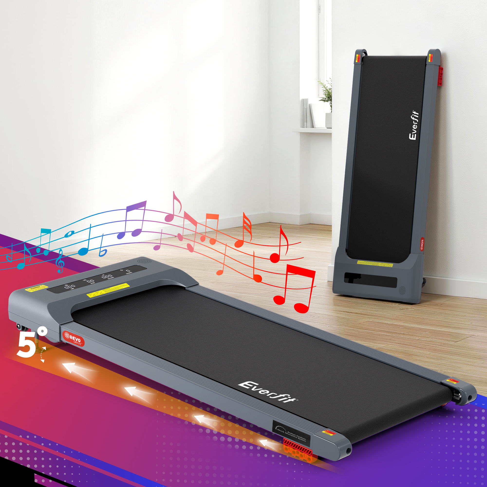 Everfit 3 in 1 Treadmill Electric Walking Pad Incline Under Desk Home Gym 380mm