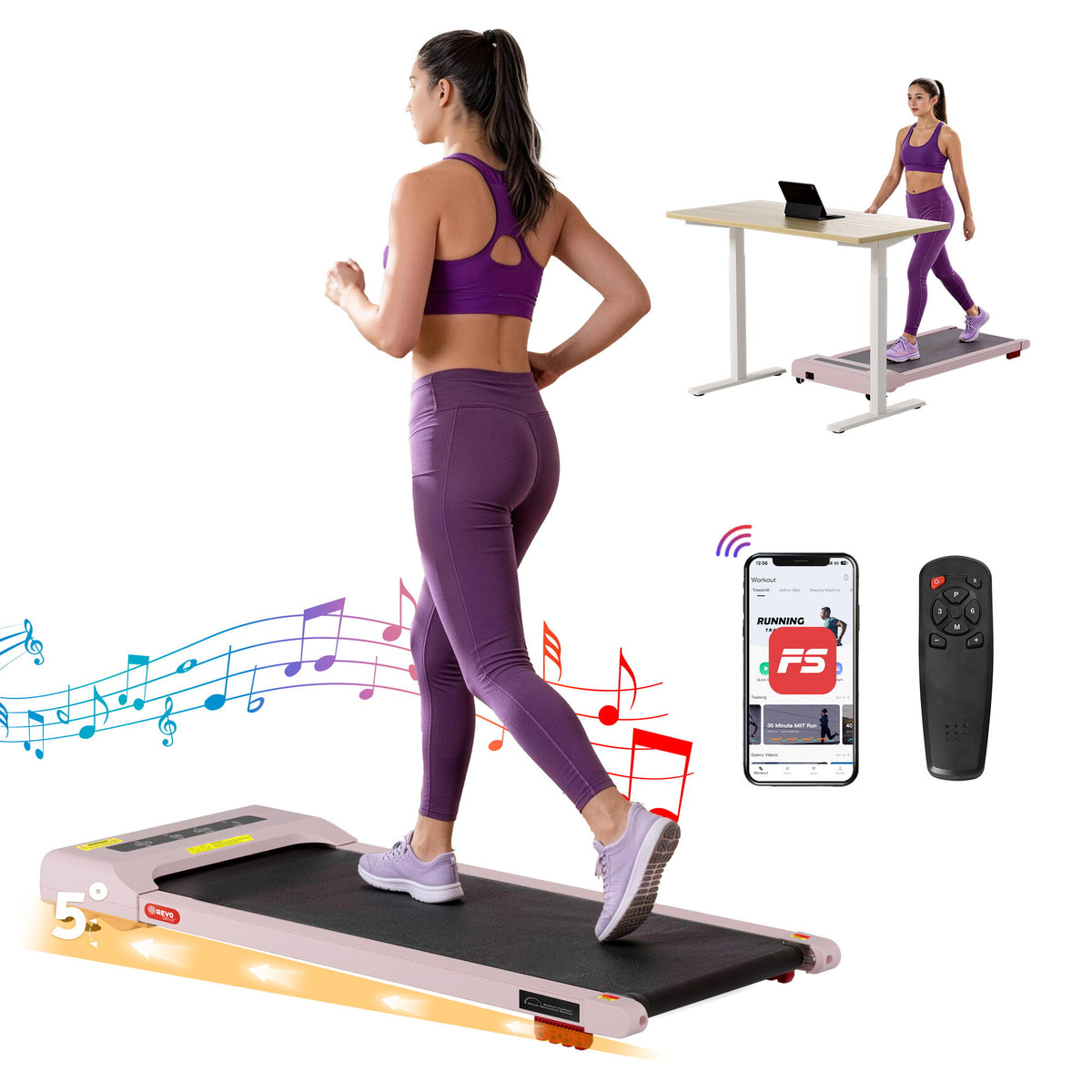 Everfit 3 in 1 Treadmill Electric Walking Pad Incline Under Desk Home Gym 380mm