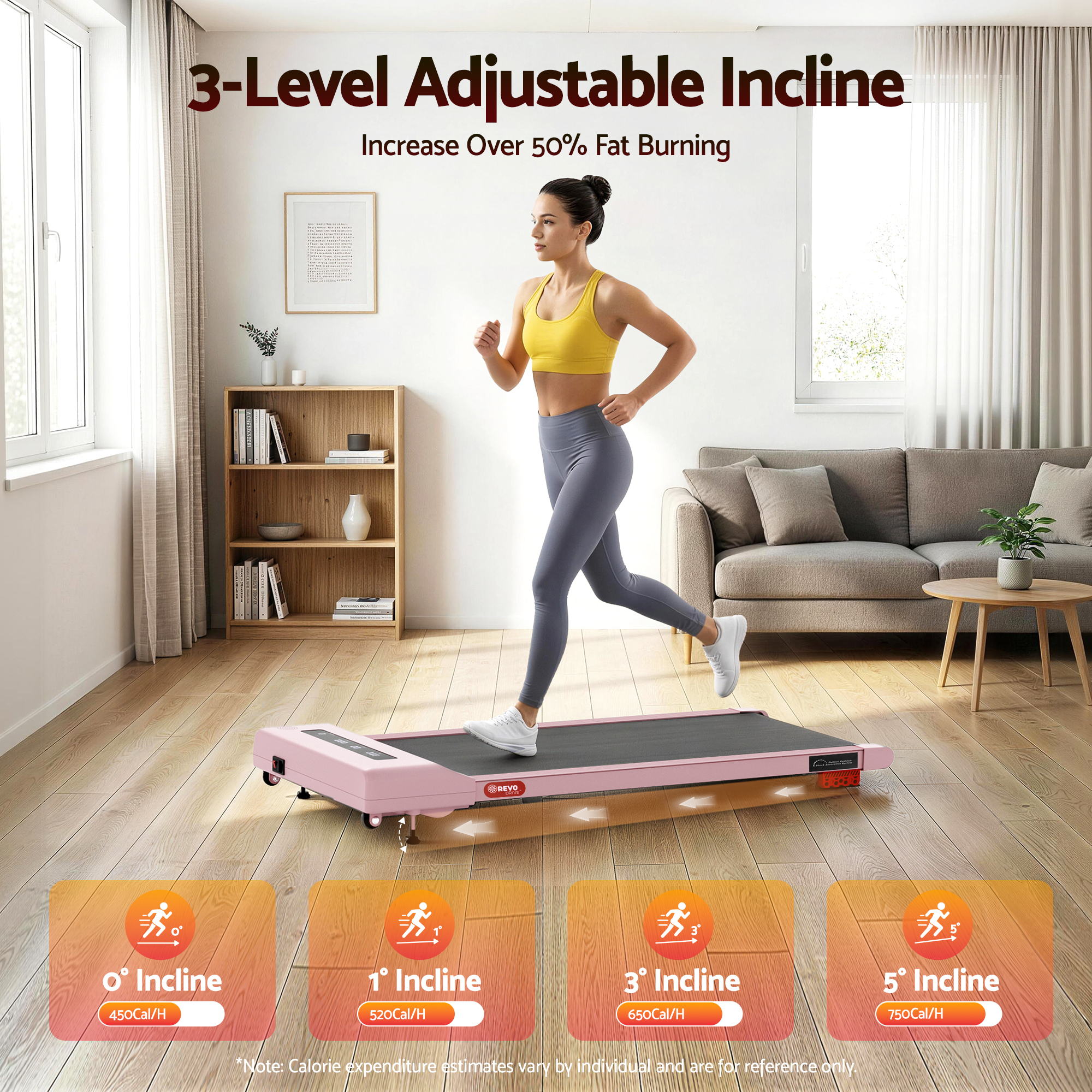Everfit 3 in 1 Treadmill Electric Walking Pad Incline Under Desk Home Gym 380mm