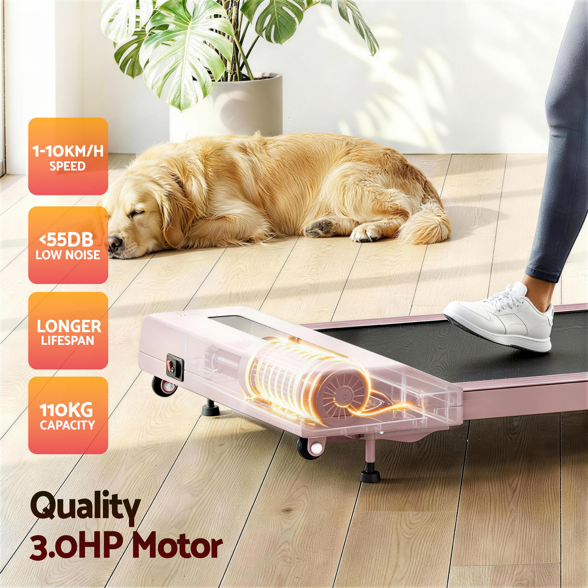 Everfit 3 in 1 Treadmill Electric Walking Pad Incline Under Desk Home Gym 380mm