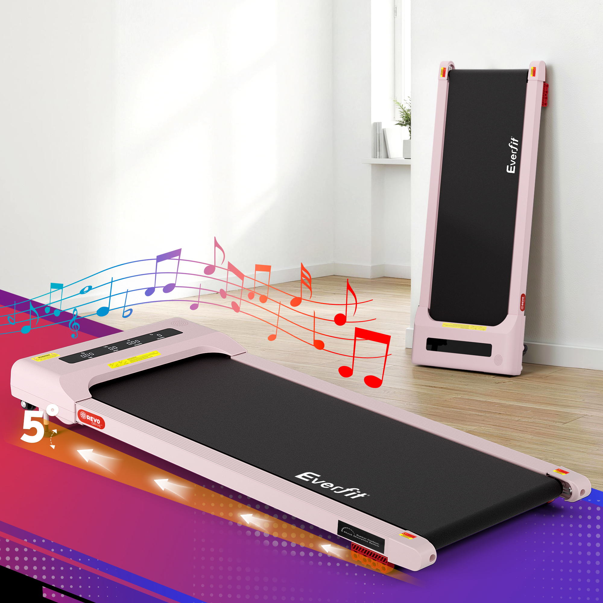 Everfit 3 in 1 Treadmill Electric Walking Pad Incline Under Desk Home Gym 380mm