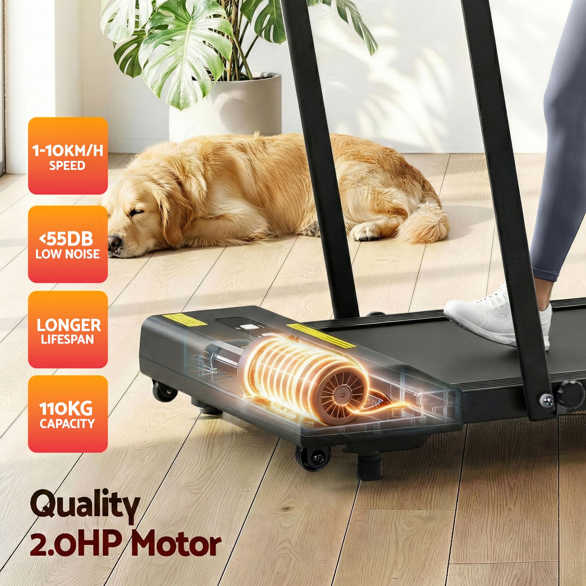 Everfit 2 in 1 Treadmill Electric Walking Pad Under Desk Home Gym Fitness 380mm