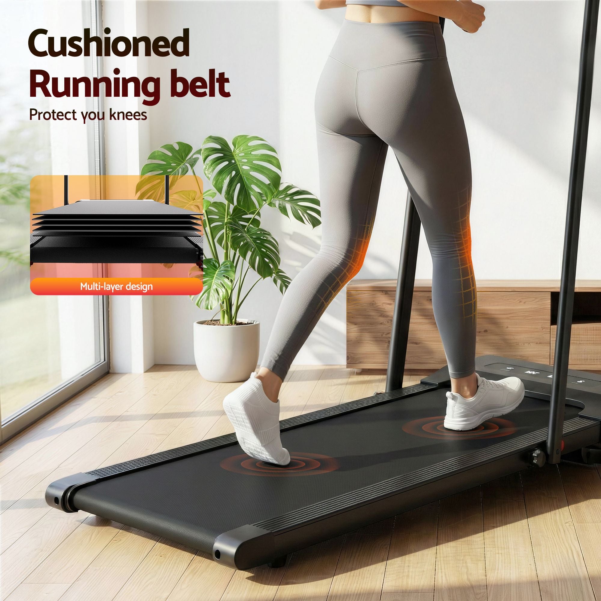 Everfit 2 in 1 Treadmill Electric Walking Pad Under Desk Home Gym Fitness 380mm