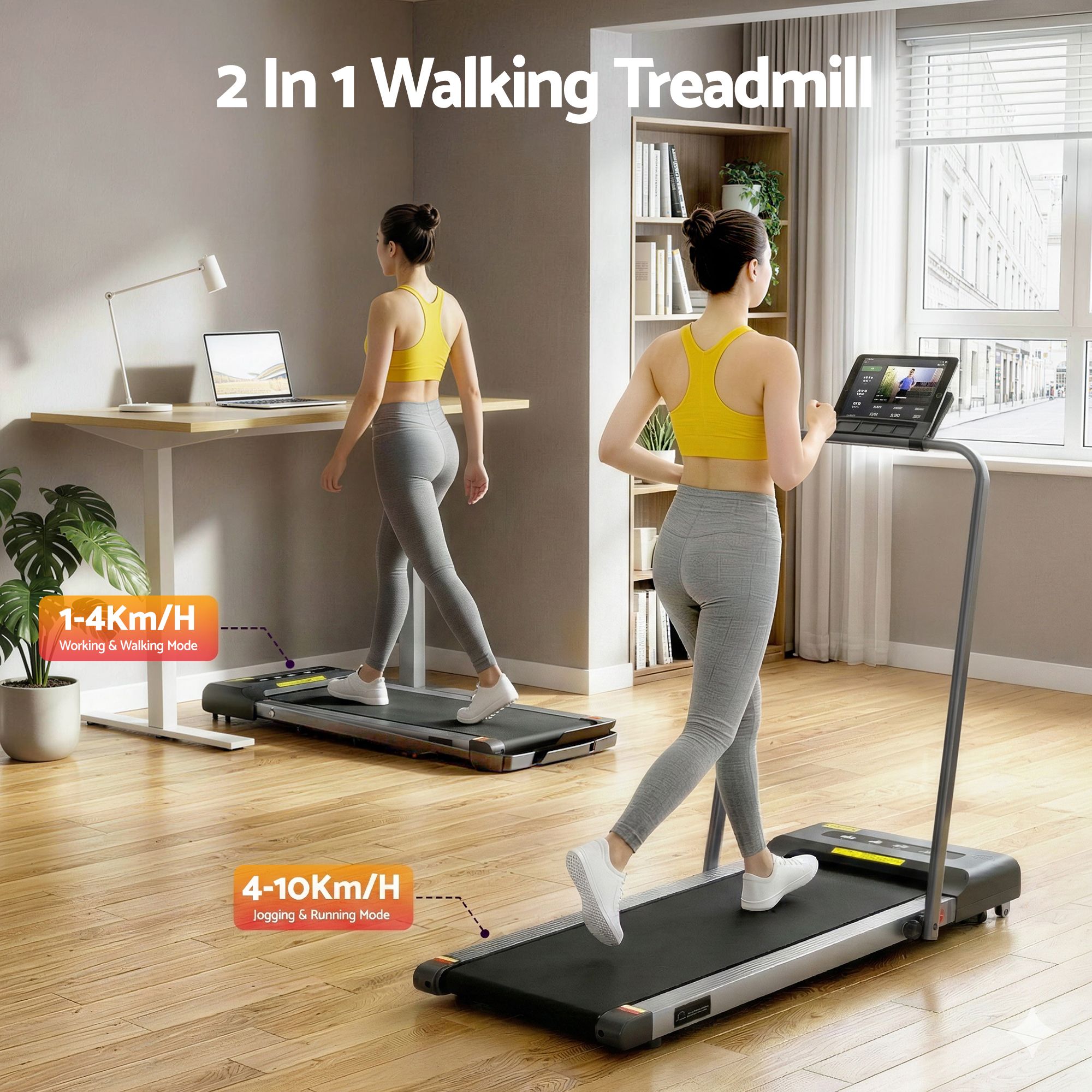 Everfit 2 in 1 Treadmill Electric Walking Pad Under Desk Home Gym Fitness 380mm