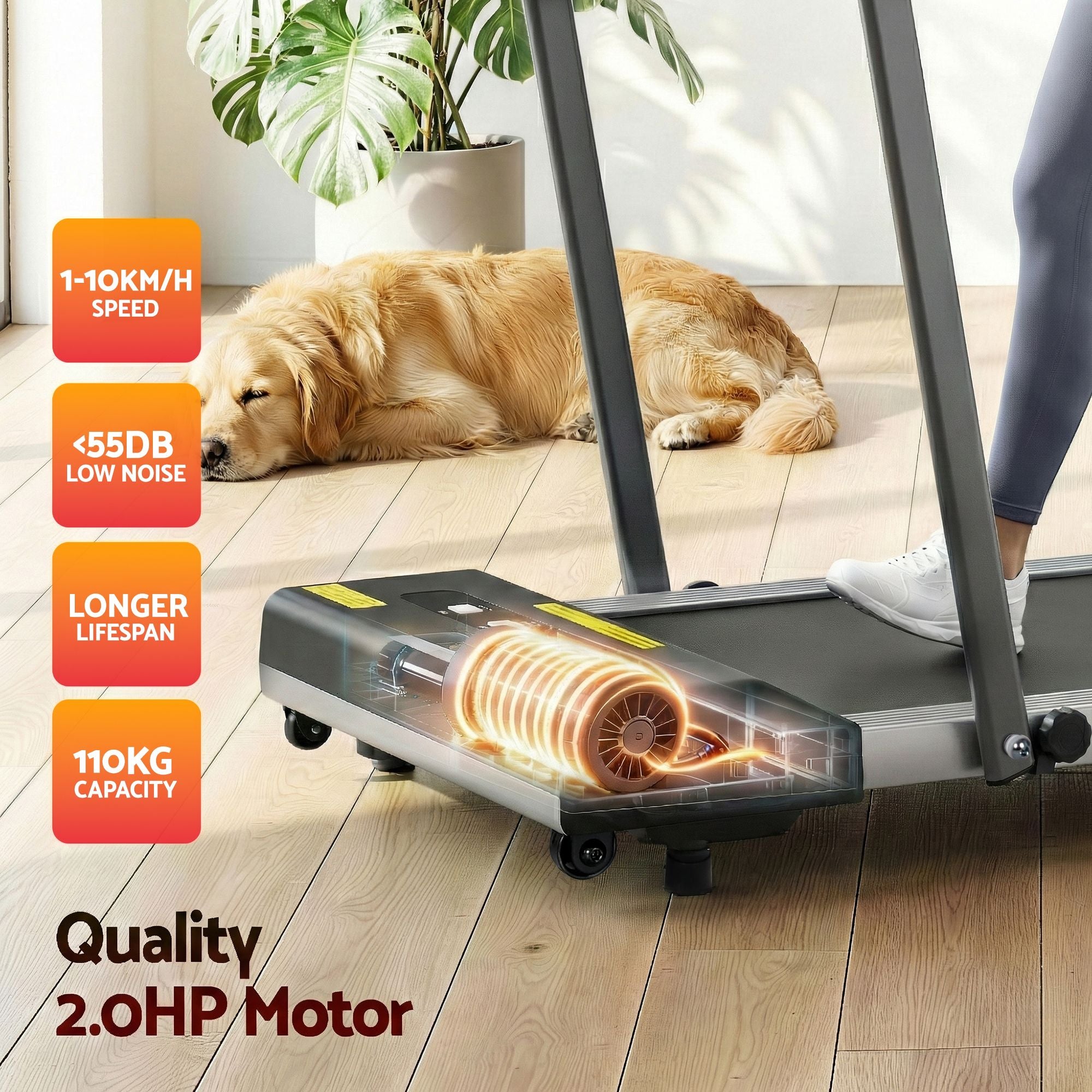 Everfit 2 in 1 Treadmill Electric Walking Pad Under Desk Home Gym Fitness 380mm