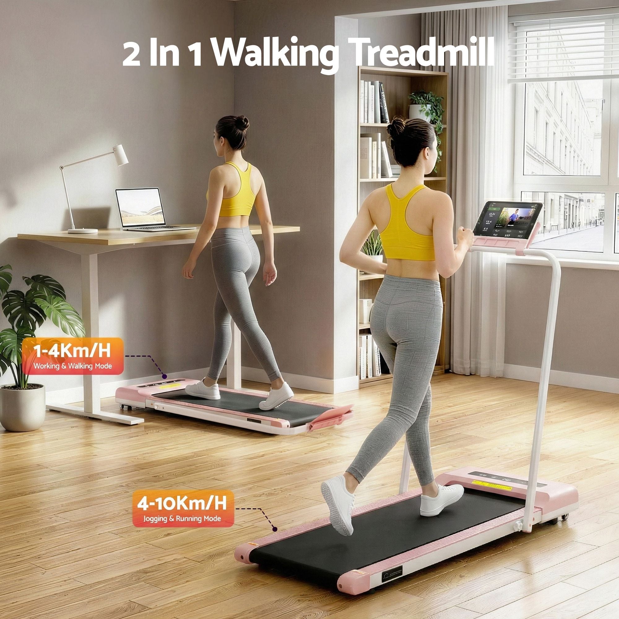 Everfit 2 in 1 Treadmill Electric Walking Pad Under Desk Home Gym Fitness 380mm