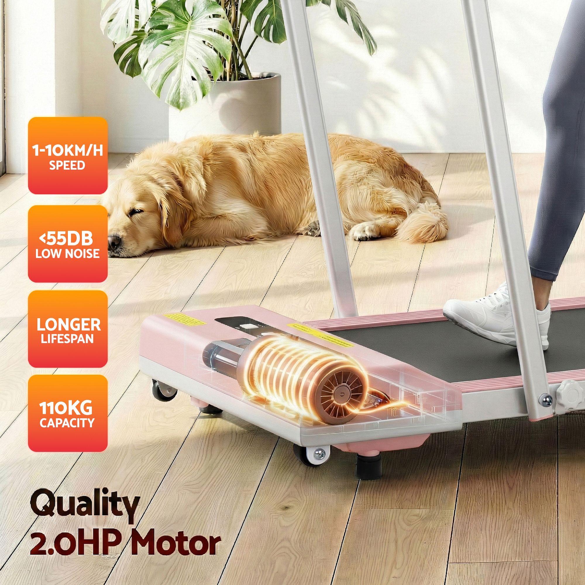 Everfit 2 in 1 Treadmill Electric Walking Pad Under Desk Home Gym Fitness 380mm