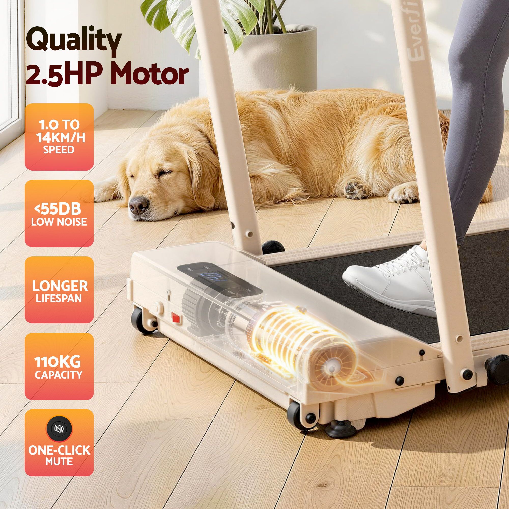 Everfit 3 in 1 Walking Pad Treadmill 12% Incline Under Desk Foldable Treadmills