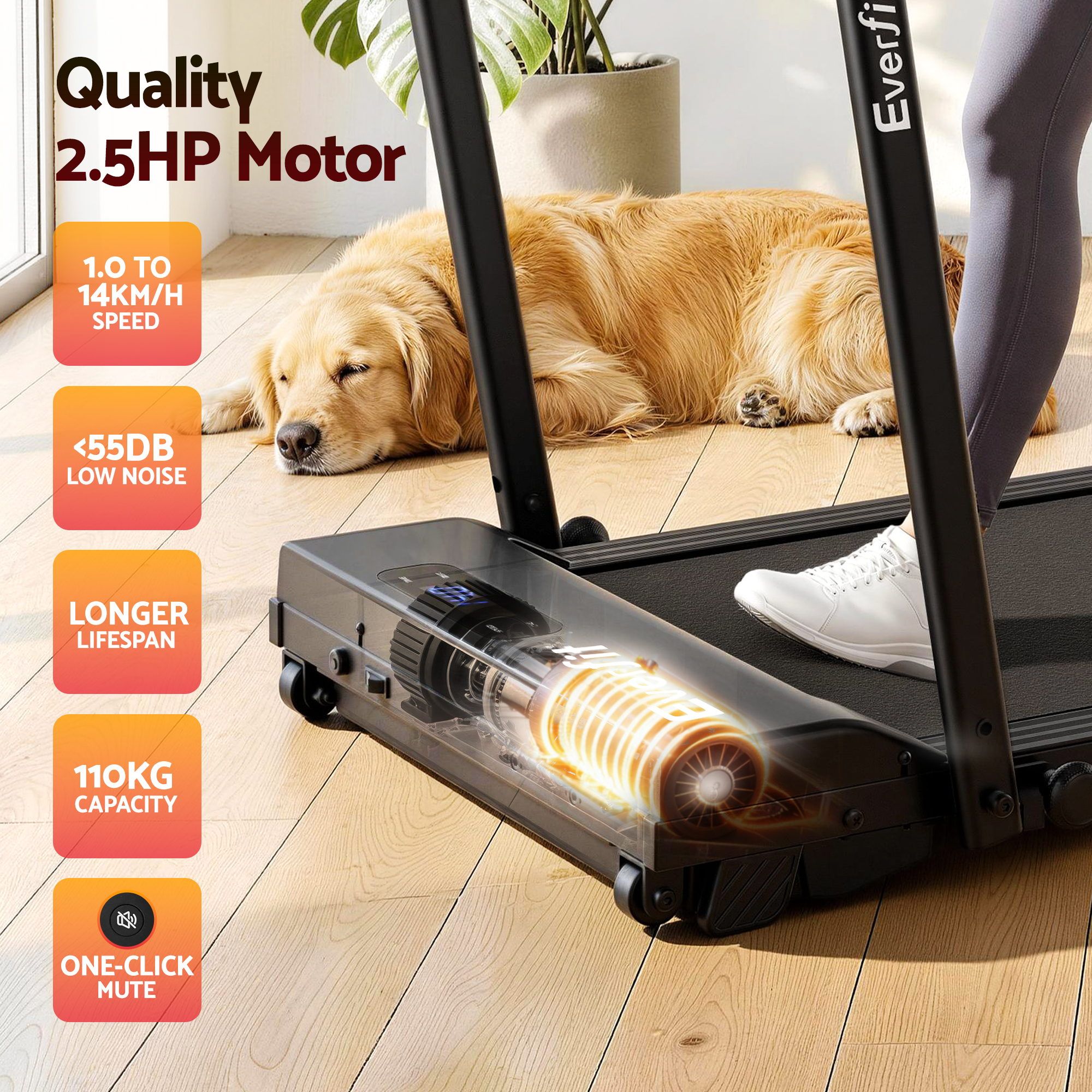 Everfit 3 in 1 Walking Pad Treadmill 12% Incline Under Desk Foldable Treadmills