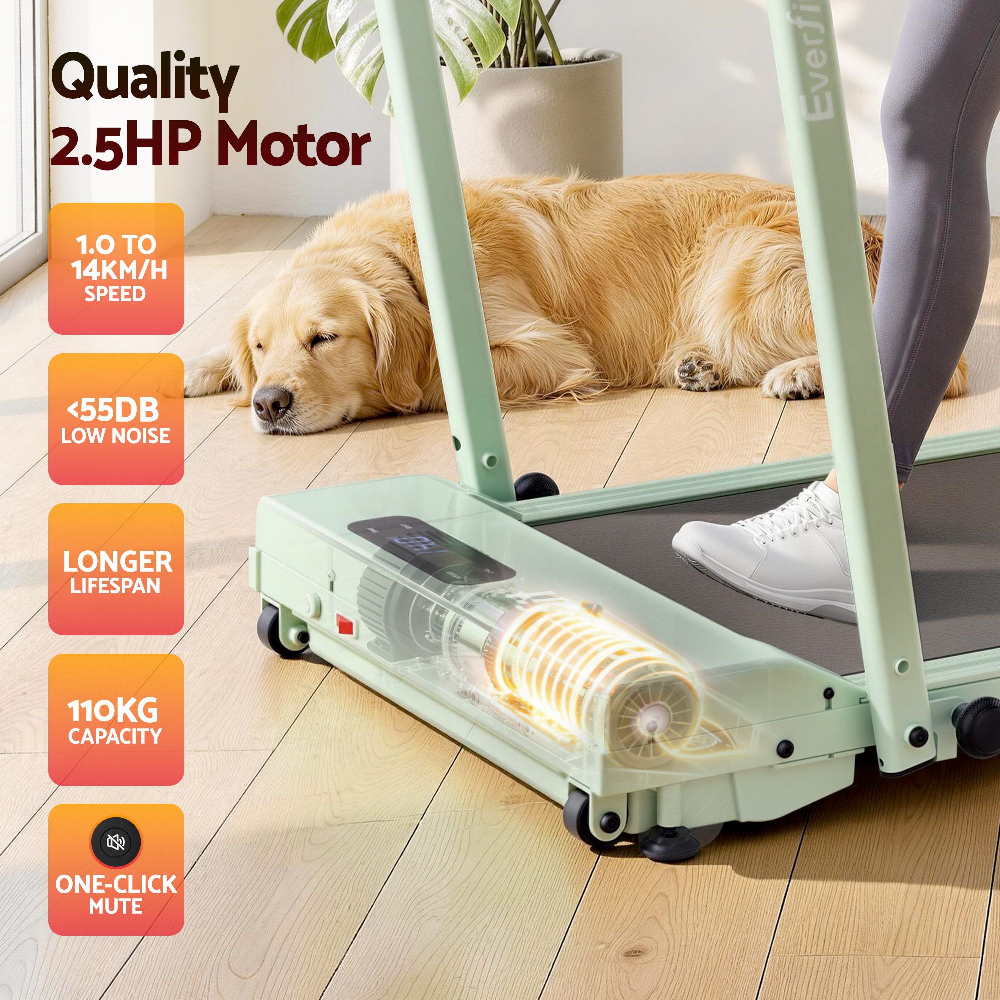 Everfit 3 in 1 Walking Pad Treadmill 12% Incline Under Desk Foldable Treadmills