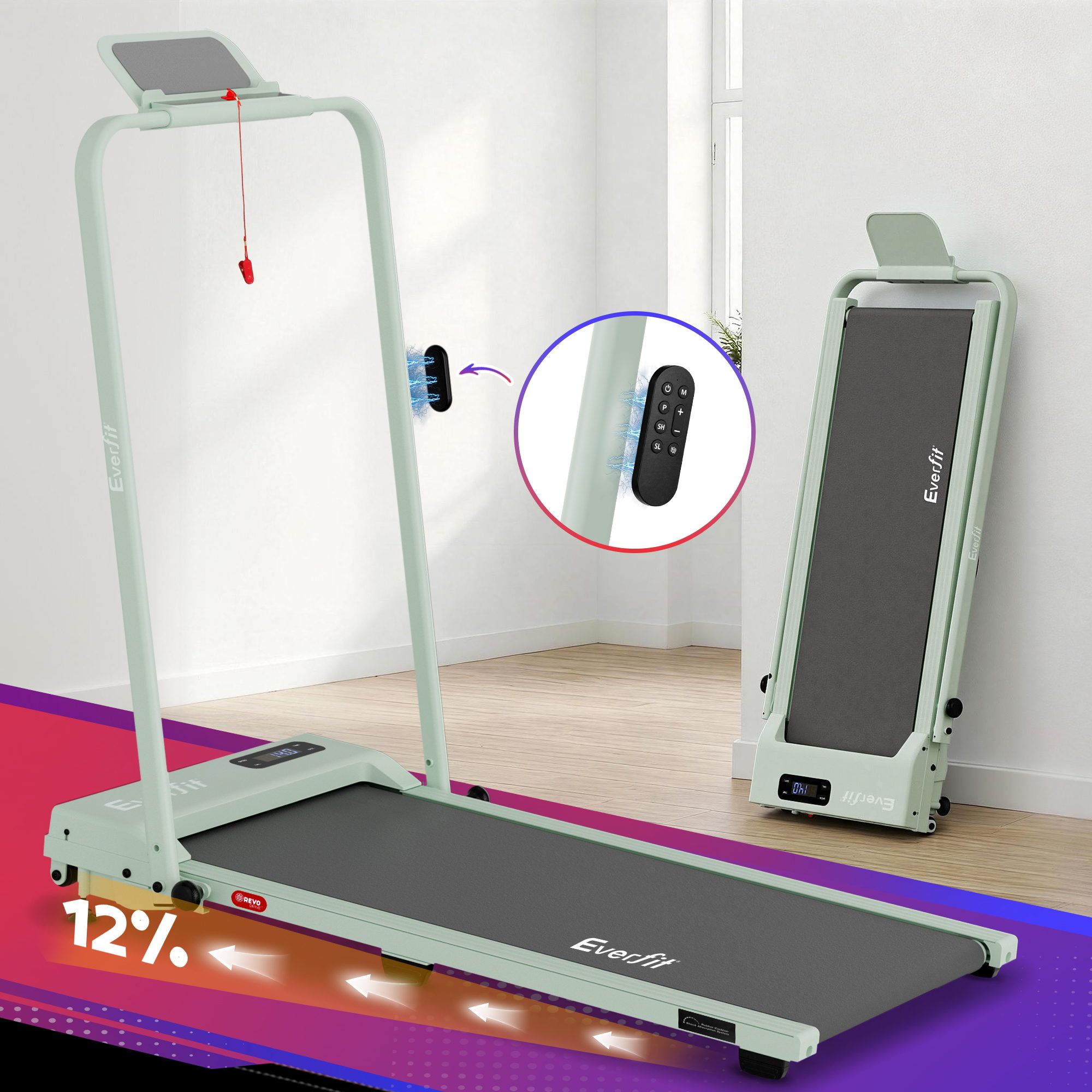 Everfit 3 in 1 Walking Pad Treadmill 12% Incline Under Desk Foldable Treadmills