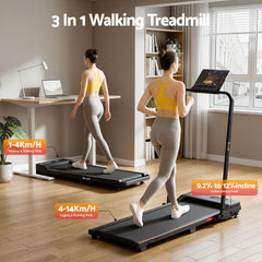 Everfit 3 in 1 Walking Pad Treadmill 12% Incline Foldable Under Desk Treadmills