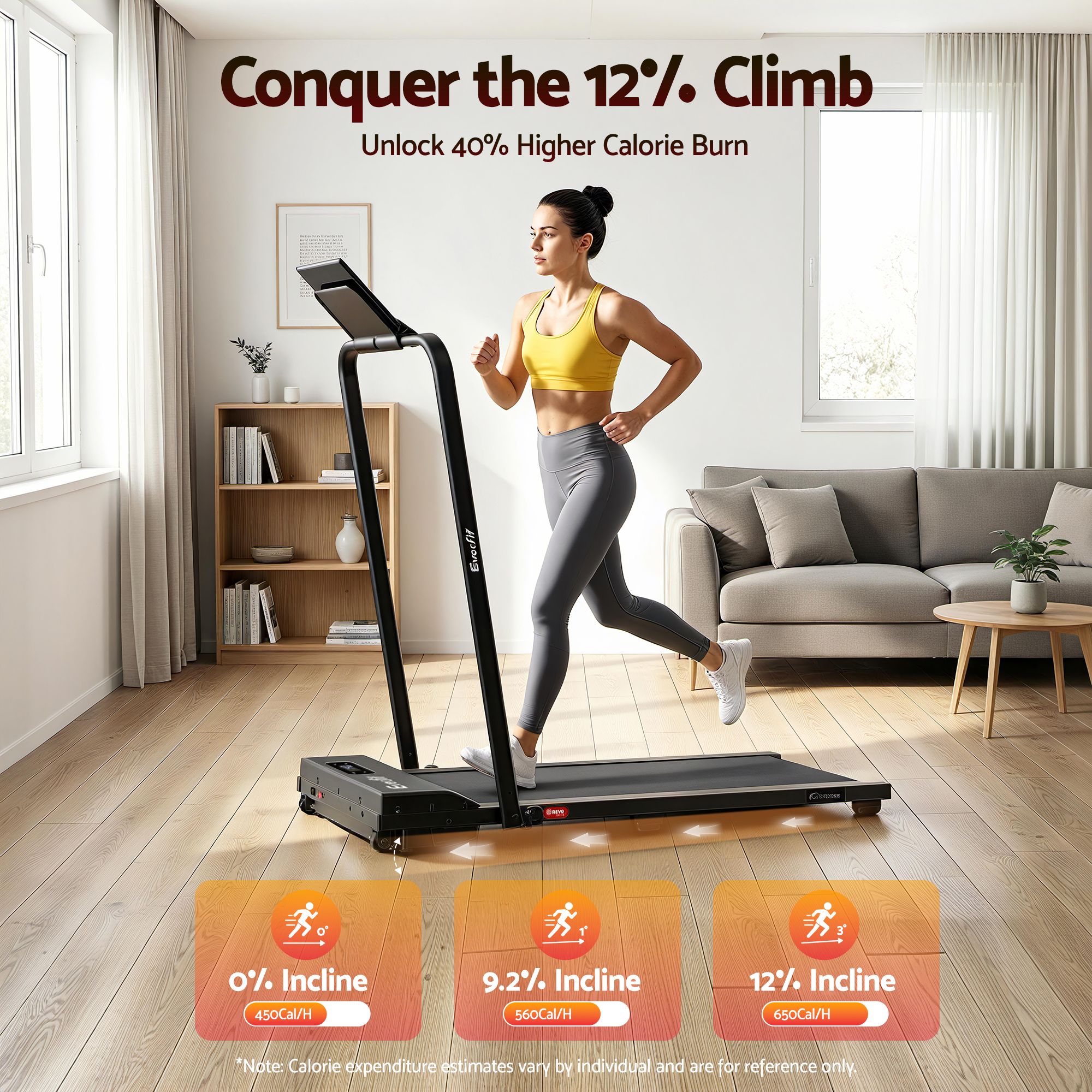 Everfit 3 in 1 Walking Pad Treadmill 12% Incline Foldable Under Desk Treadmills