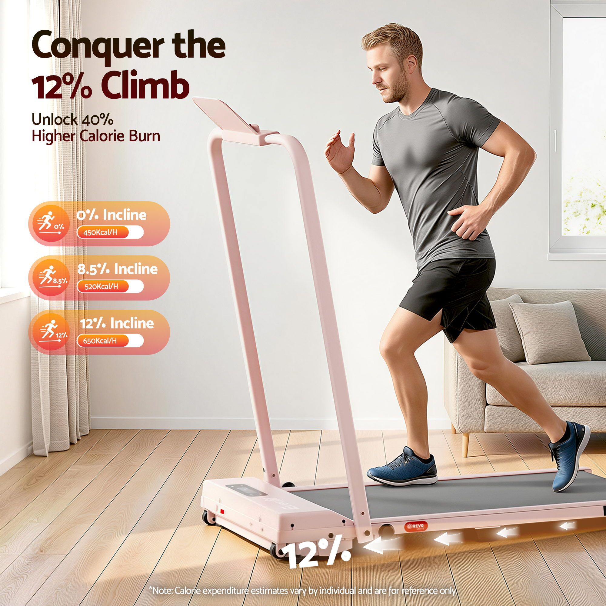 Everfit 3 in 1 Walking Pad Treadmill 12% Incline Under Desk Treadmills for Home