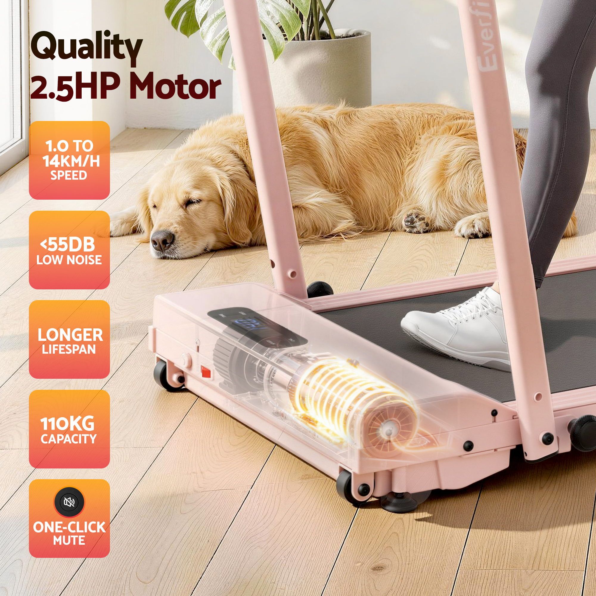 Everfit 3 in 1 Walking Pad Treadmill 12% Incline Under Desk Treadmills for Home