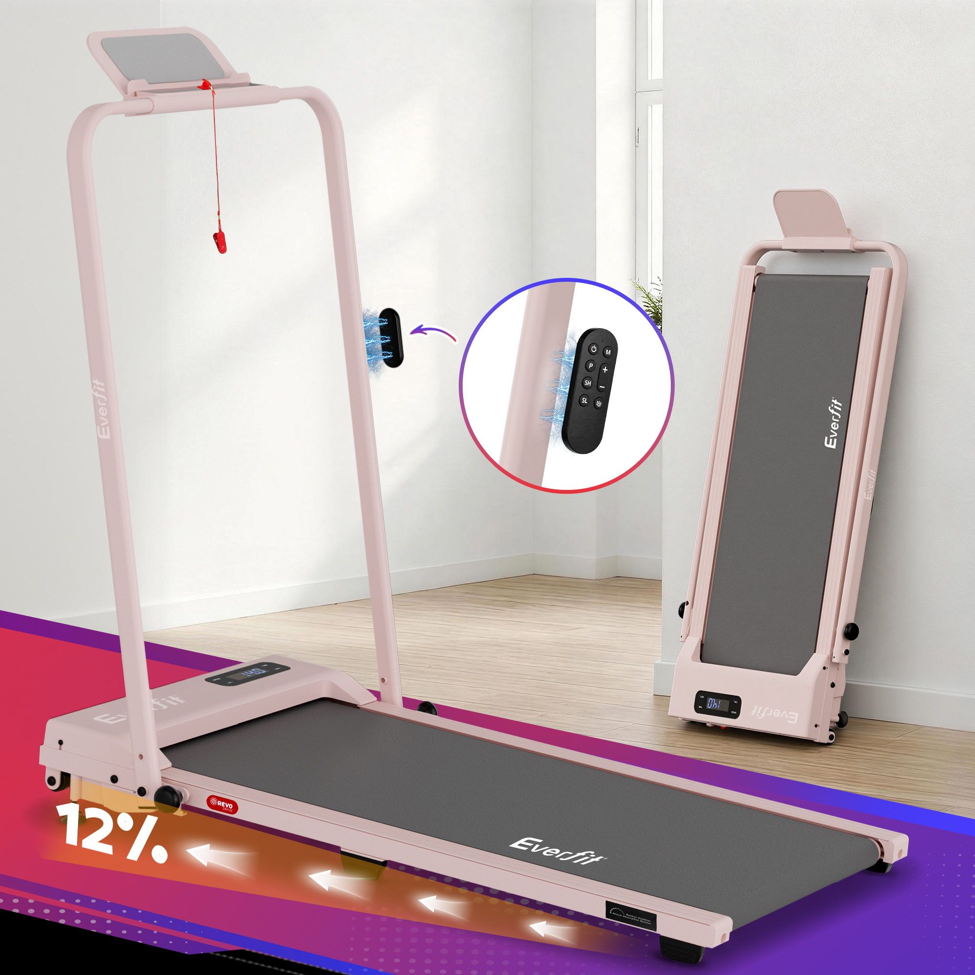 Everfit 3 in 1 Walking Pad Treadmill 12% Incline Under Desk Treadmills for Home