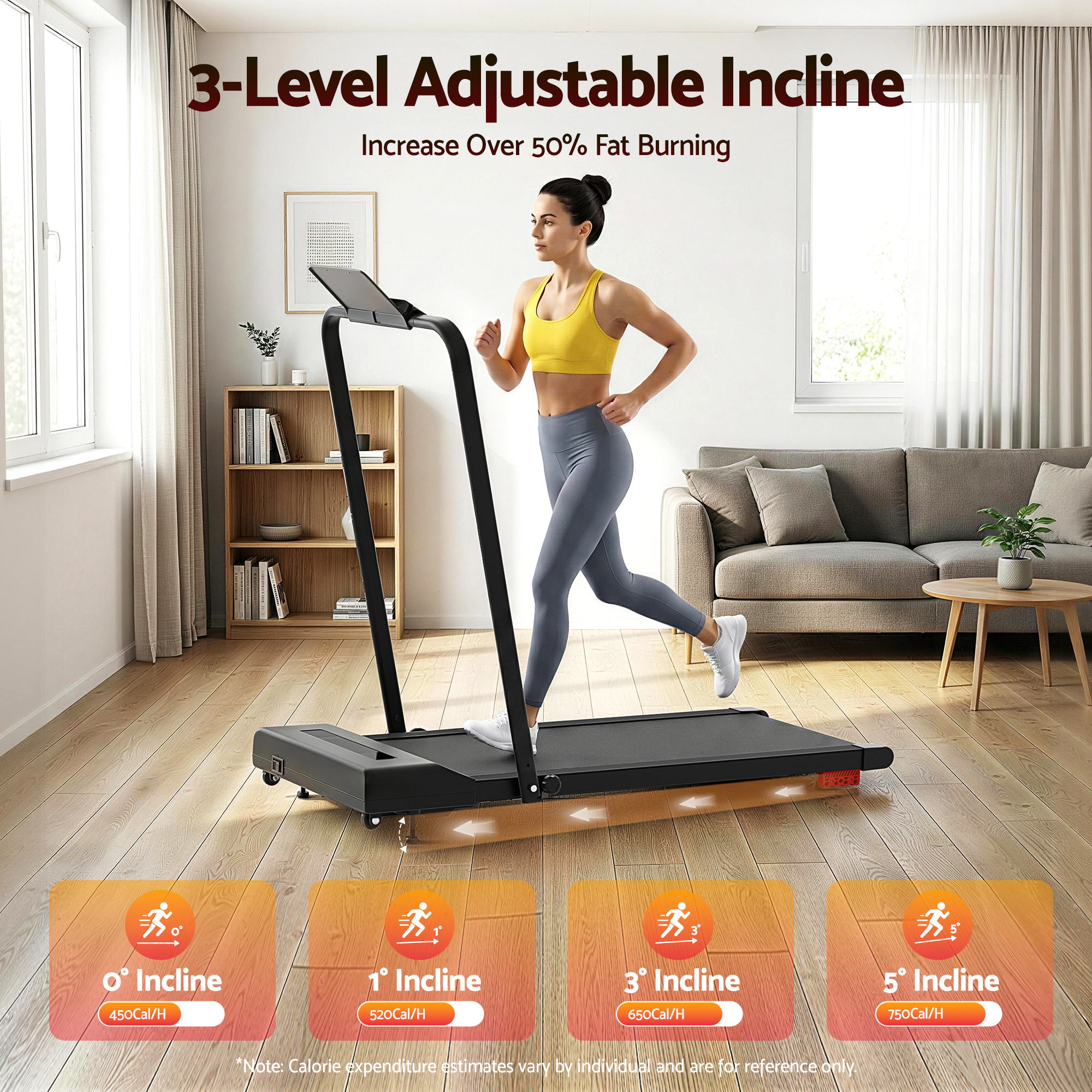 Everfit 3 in 1 Treadmill Electric Walking Pad Under Desk Office Home Gym Incline