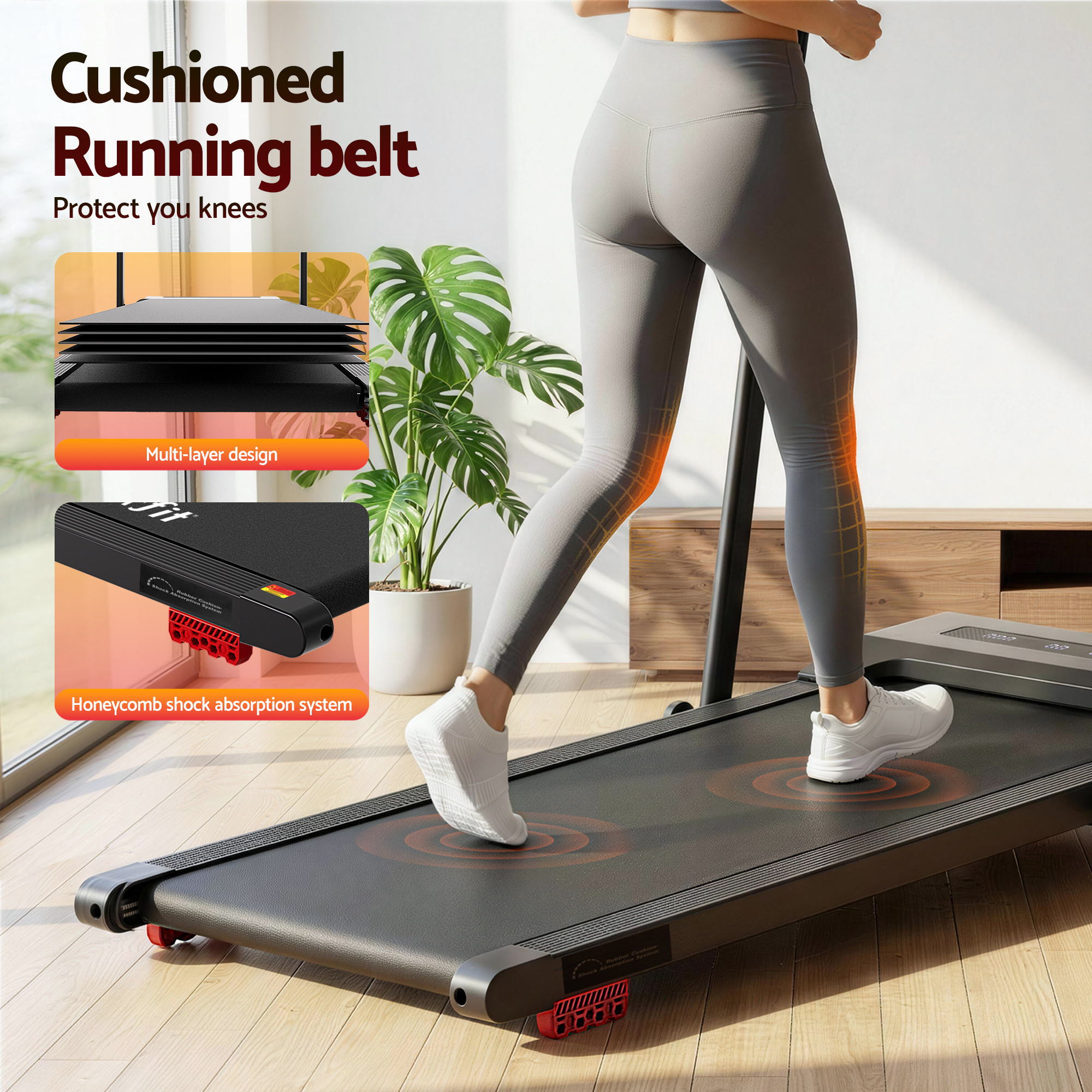 Everfit 3 in 1 Treadmill Electric Walking Pad Under Desk Office Home Gym Incline