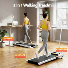 Everfit 3 in 1 Treadmill Electric Walking Pad Incline Under Desk 380mm White