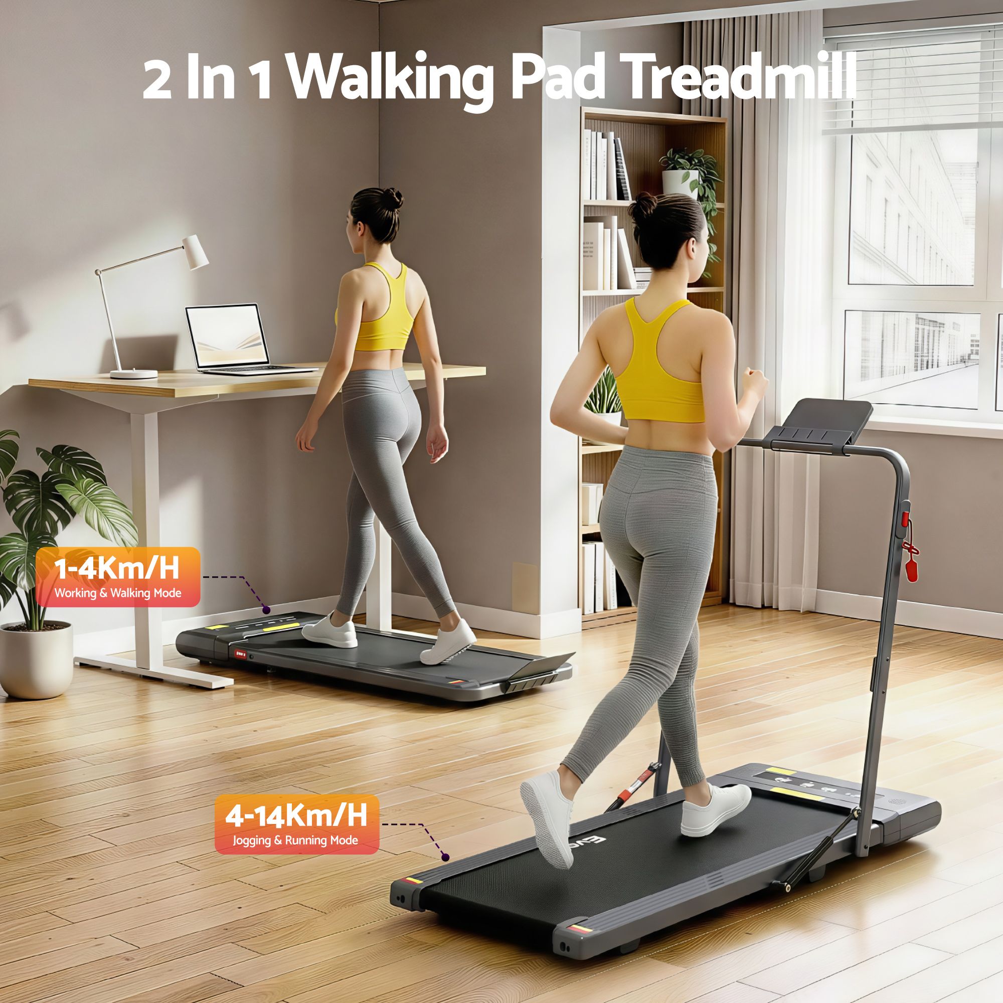 Everfit 2 in 1 Treadmill Electric Walking Pad Under Desk Home Gym Fitness 400mm