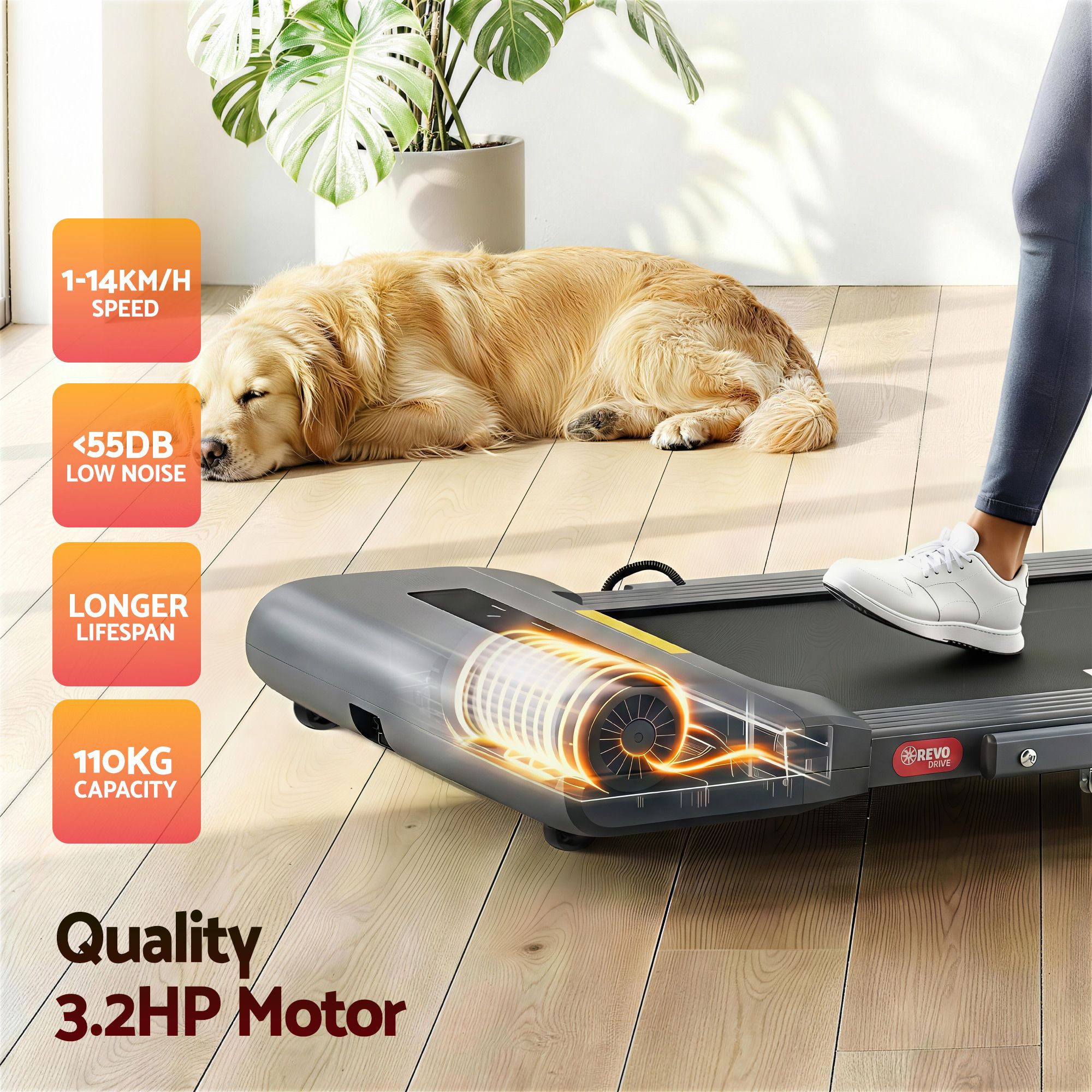 Everfit 2 in 1 Treadmill Electric Walking Pad Under Desk Home Gym Fitness 400mm