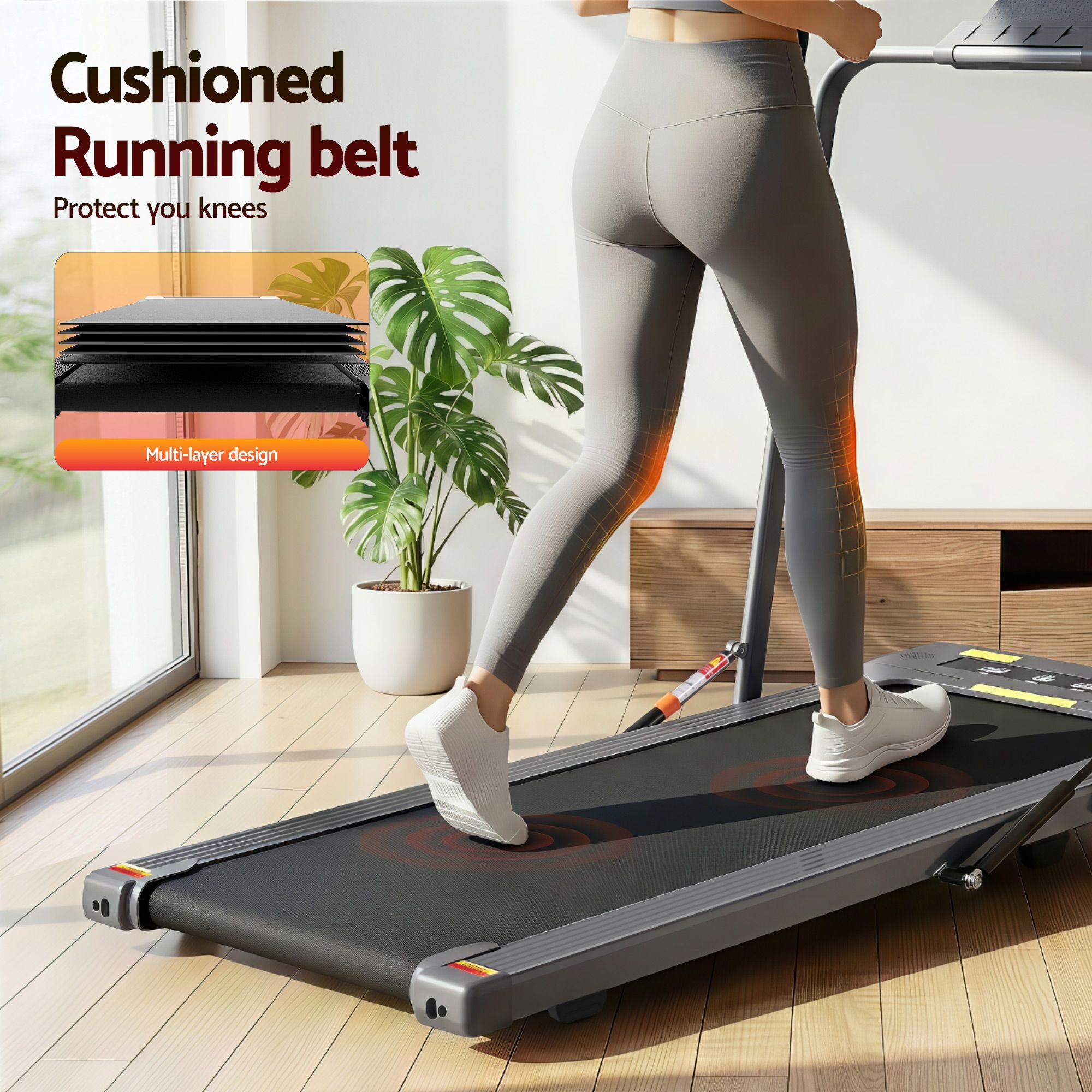 Everfit 2 in 1 Treadmill Electric Walking Pad Under Desk Home Gym Fitness 400mm
